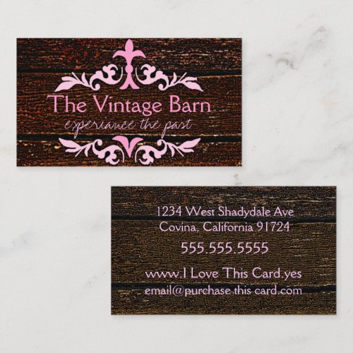 Old Wood &amp; Pink Scroll Business Card