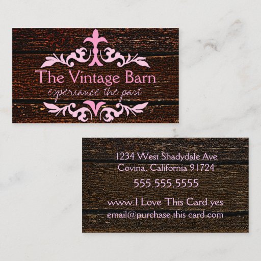 Customizable Old Wood & Pink Scroll Business Card