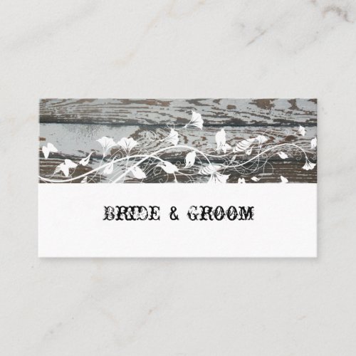 Old Wood Place Cards--White Business Card Template
