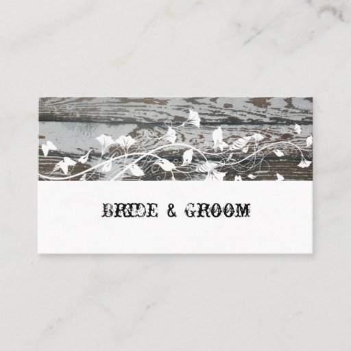 Customizable Old Wood Place Cards--White Business Card Template