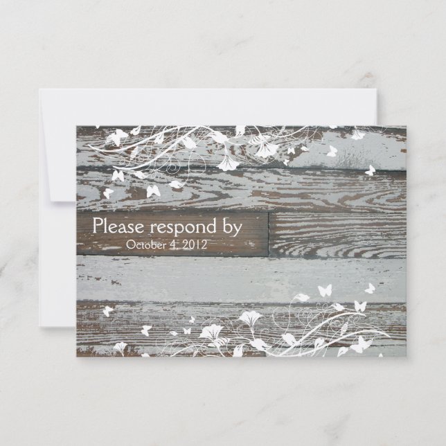 Old Wood RSVP with envelope Card (Front)