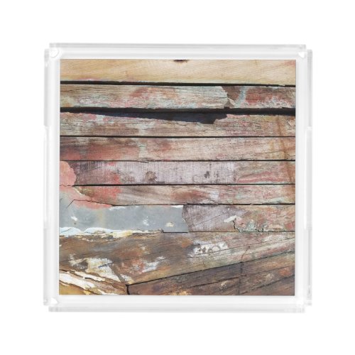 Old wood rustic boat wooden plank acrylic tray