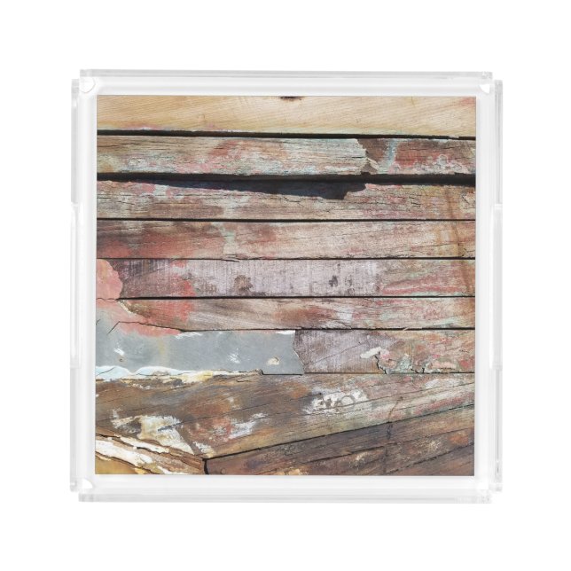 Old wood rustic boat wooden plank acrylic tray (Front)
