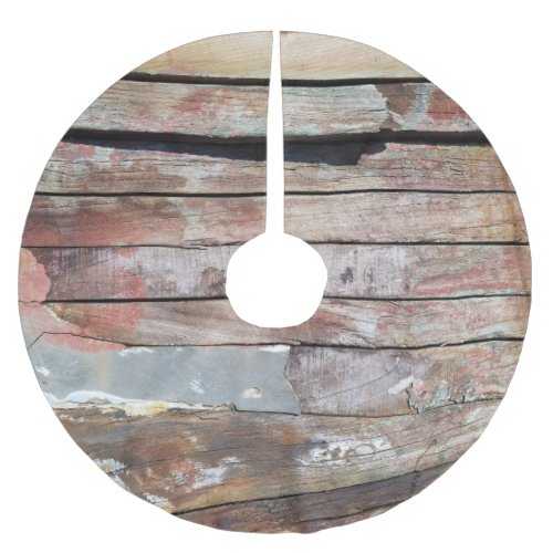 Old wood rustic boat wooden plank brushed polyester tree skirt