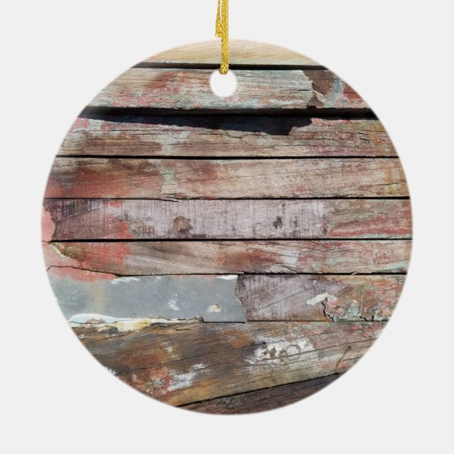 Old wood rustic boat wooden plank ceramic ornament (Back)