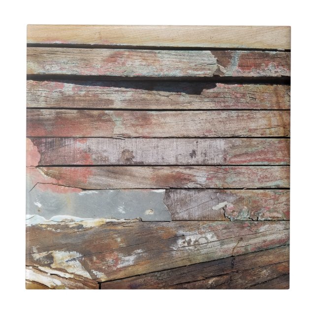 Old wood rustic boat wooden plank ceramic tile (Front)