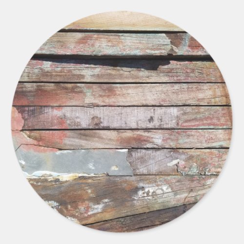 Old wood rustic boat wooden plank classic round sticker