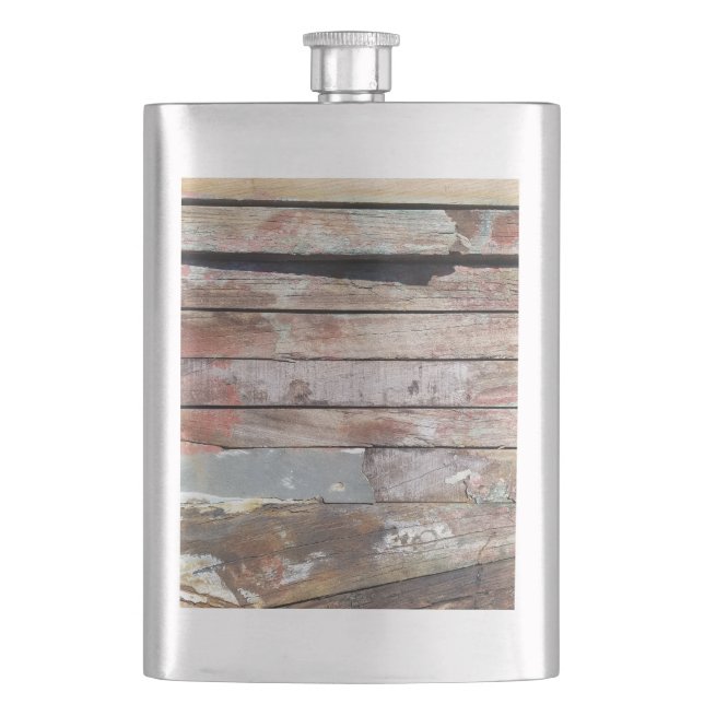 Old wood rustic boat wooden plank flask (Front)