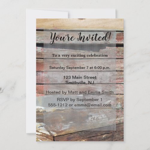 Old wood rustic boat wooden plank invitation