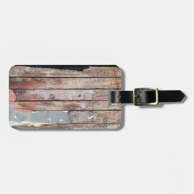Old wood rustic boat wooden plank luggage tag (Front Horizontal)