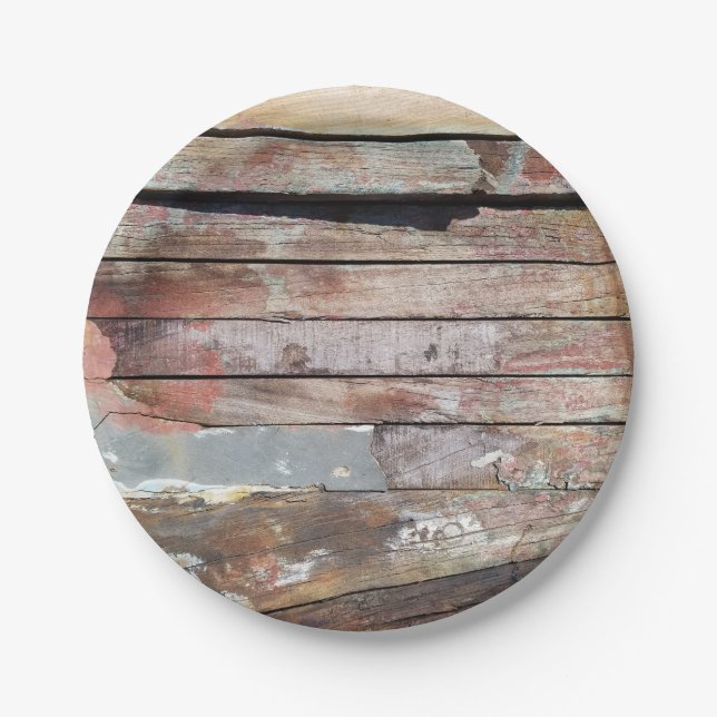 Old wood rustic boat wooden plank paper plates (Front)