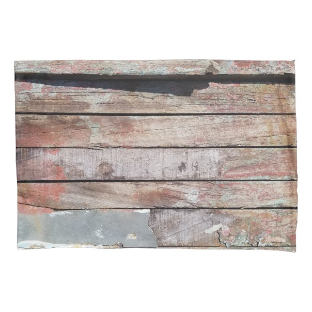 Old wood rustic boat wooden plank pillow case (Front)