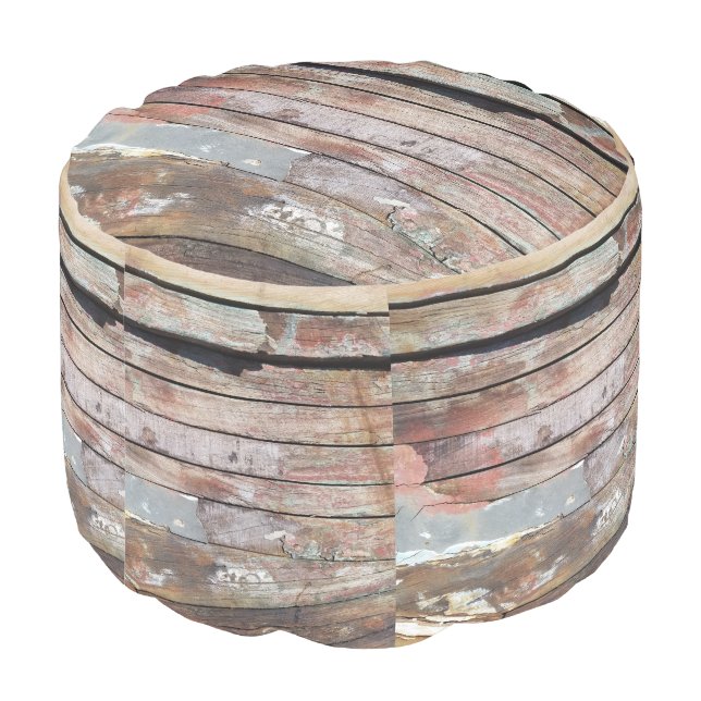 Old wood rustic boat wooden plank pouf (Angled Back)