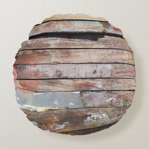 Old wood rustic boat wooden plank round pillow