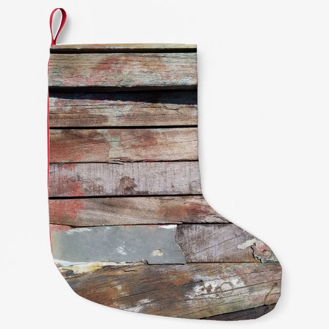 Old wood rustic boat wooden plank small christmas stocking (Front)