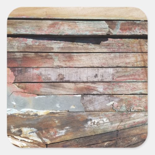 Old wood rustic boat wooden plank square sticker