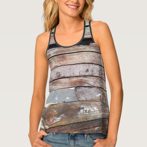 Old wood rustic boat wooden plank tank top