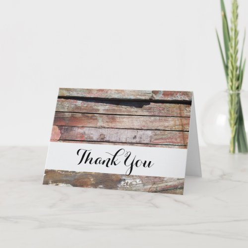 Old wood rustic boat wooden plank thank you card