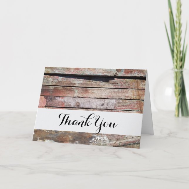 Old wood rustic boat wooden plank thank you card (Front)