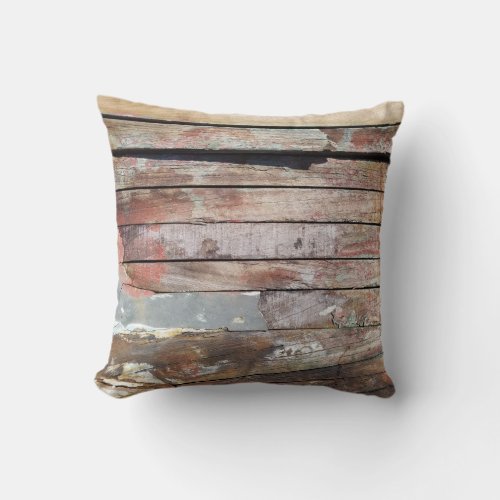 Old wood rustic boat wooden plank throw pillow