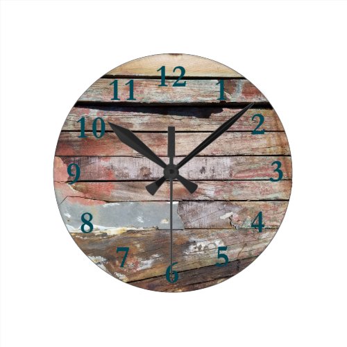 Old wood rustic boat wooden planks round clock