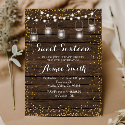 Old Wood Rustic Sweet 16 Birthday Card