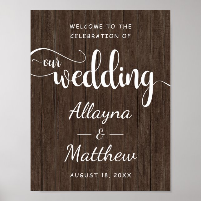 Old Wood Rustic Wedding Welcome Sign (Front)