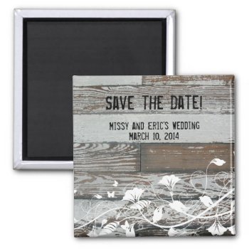 Old Wood Save The Date Magnet by RiverJude at Zazzle