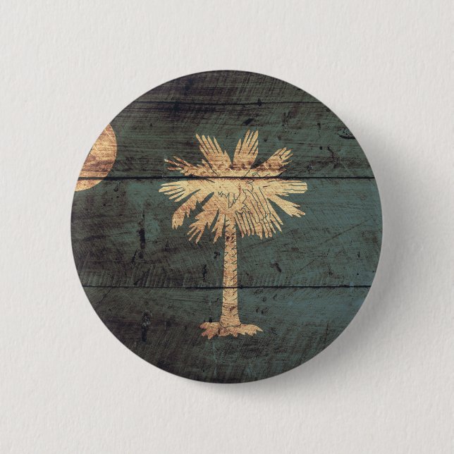 Old Wood South Carolina Flag; Button (Front)