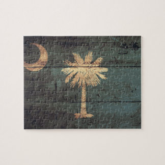 Old Wood South Carolina Flag; Jigsaw Puzzle