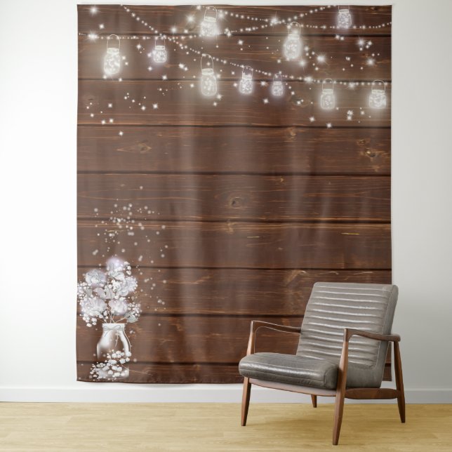 Old Wood String Lights Backdrop (In Situ)