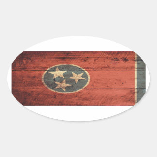 Old Wood Tennessee Flag; Oval Sticker