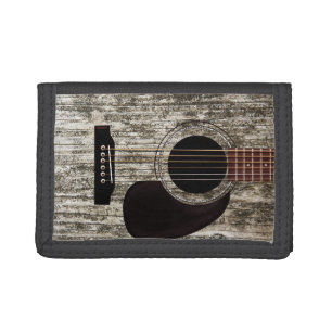 Old Wood Top Acoustic Guitar Tri-fold Wallet