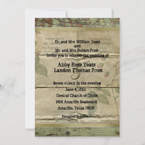 Old Wood Vintage French Paper Wedding Invitations