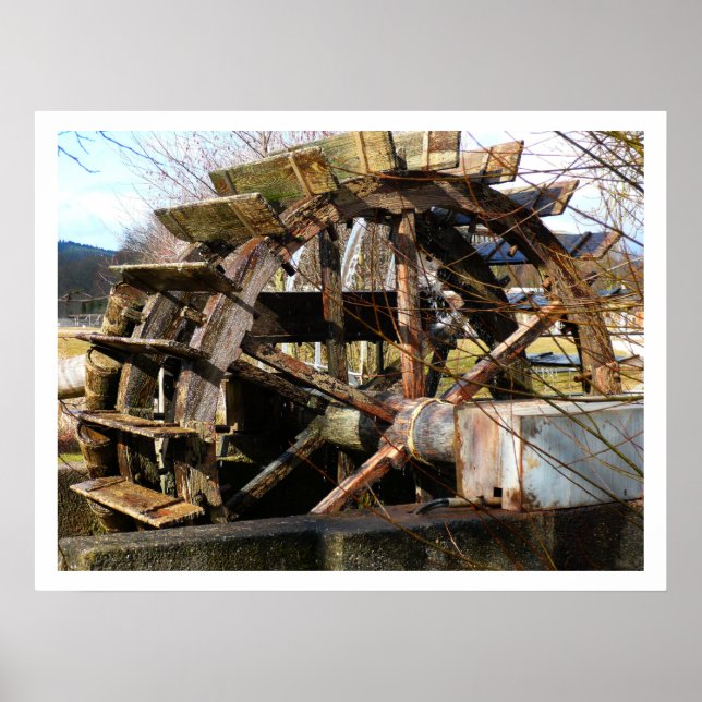 Old Wood Waterwheel Poster (Front)