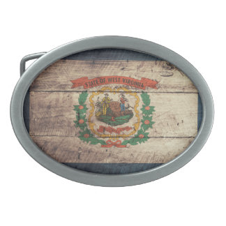 Old Wood West Virginia Flag Oval Belt Buckle