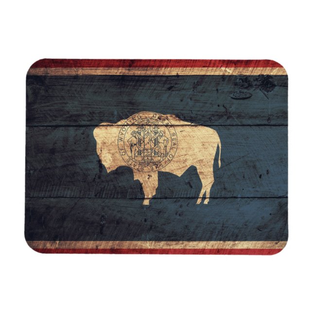 Old Wood Wyoming Flag Magnet (Horizontal)