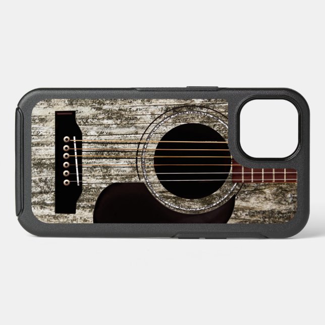 Old Wooden Acoustic Guitar Otterbox iPhone Case (Back Horizontal)