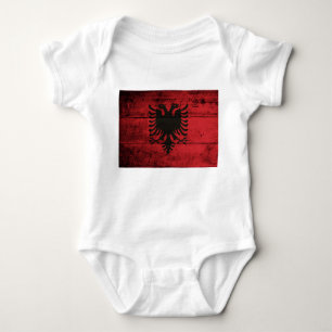 Old Wooden Albania Flag Baby Bodysuit