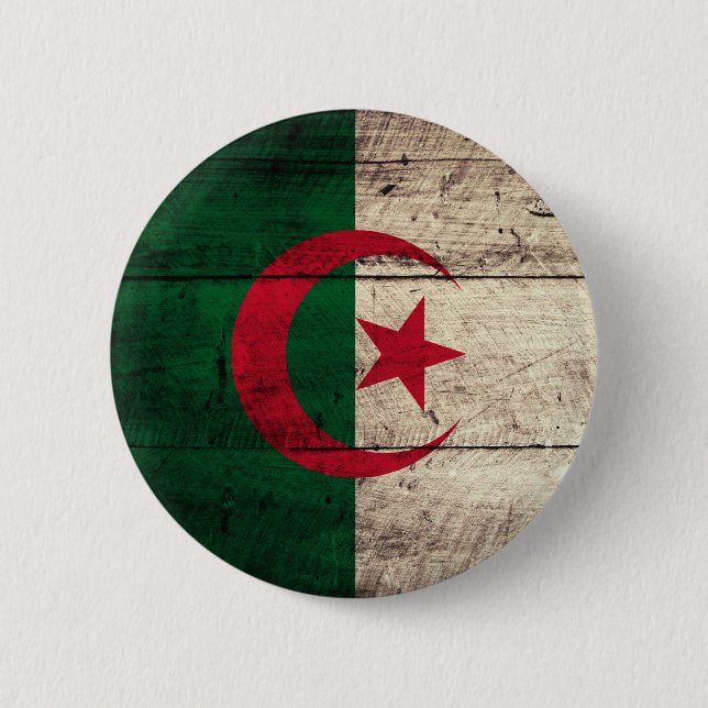 Old Wooden Algeria Flag Button (Front)