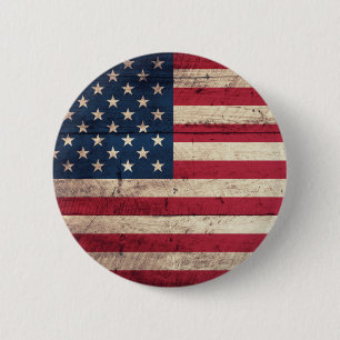 Old Wooden American Flag Button