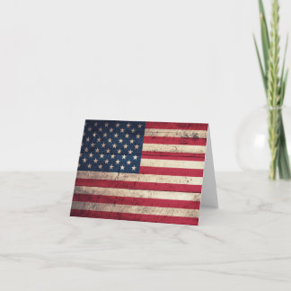 Old Wooden American Flag Card