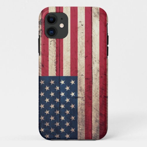 Old Wooden American Flag iPhone 11 Case
