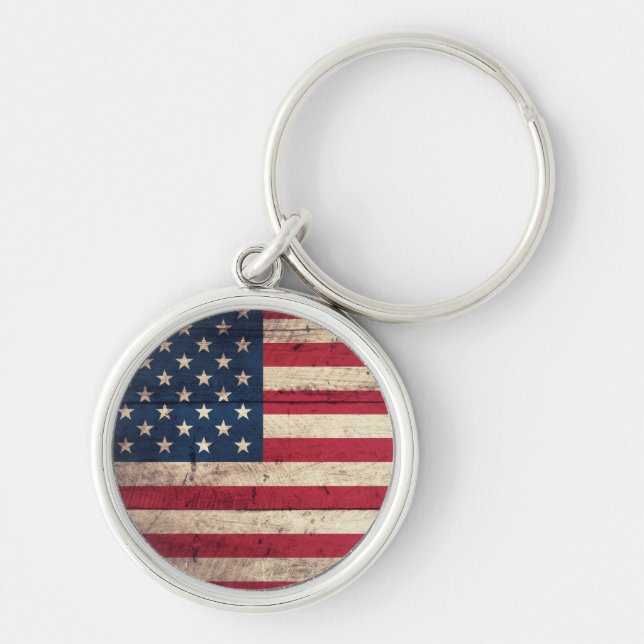Old Wooden American Flag Keychain (Front)