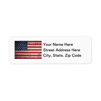 Old Wooden American Flag Label
