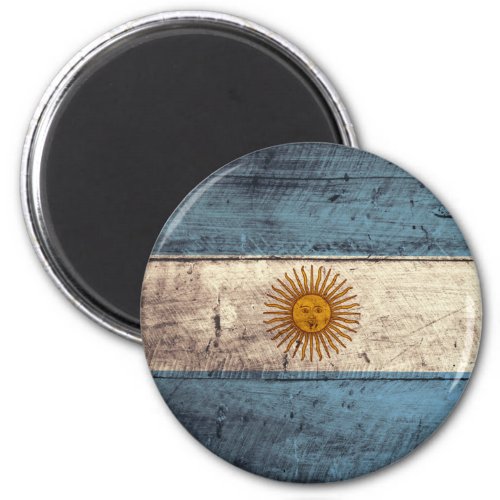 Old Wooden Argentina Flag Magnet