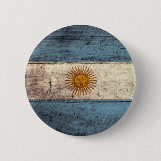 Old Wooden Argentina Flag Pinback Button (Front)