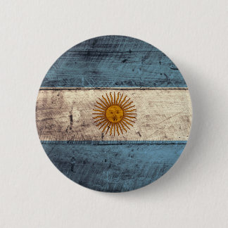 Old Wooden Argentina Flag Pinback Button