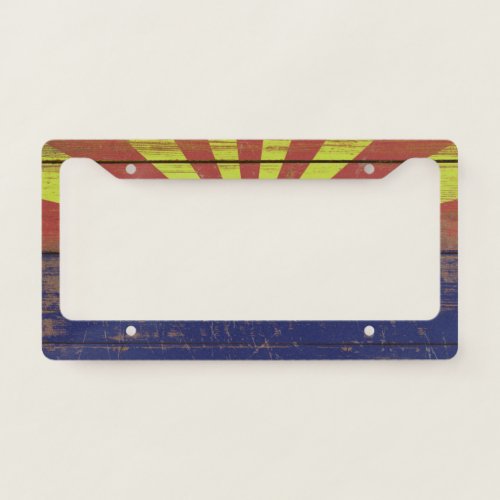 Old Wooden Arizona State Flag License Plate Frame