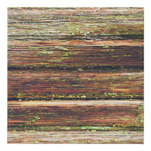 Old wooden background painted green paint with cra faux canvas print